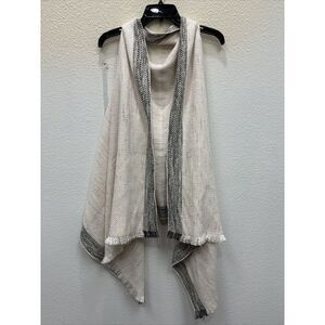 Express Bohemian sleeveless Poncho cotton blend one size Ivory Fringe